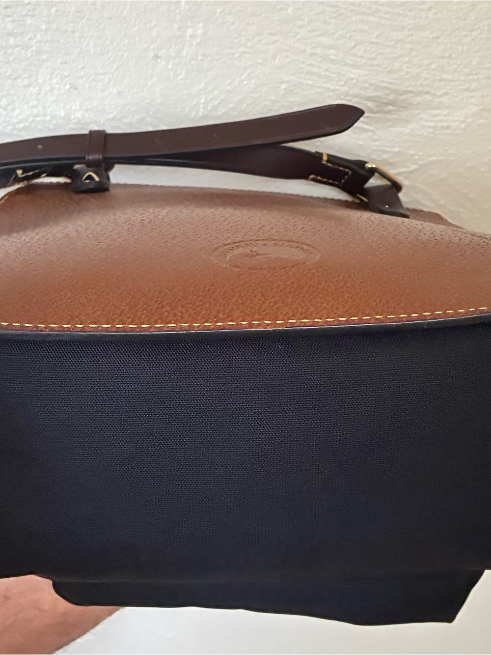 Dooney & Bourke Brown Leather Flap Crossbody with Black Body - Picture 8 of 11